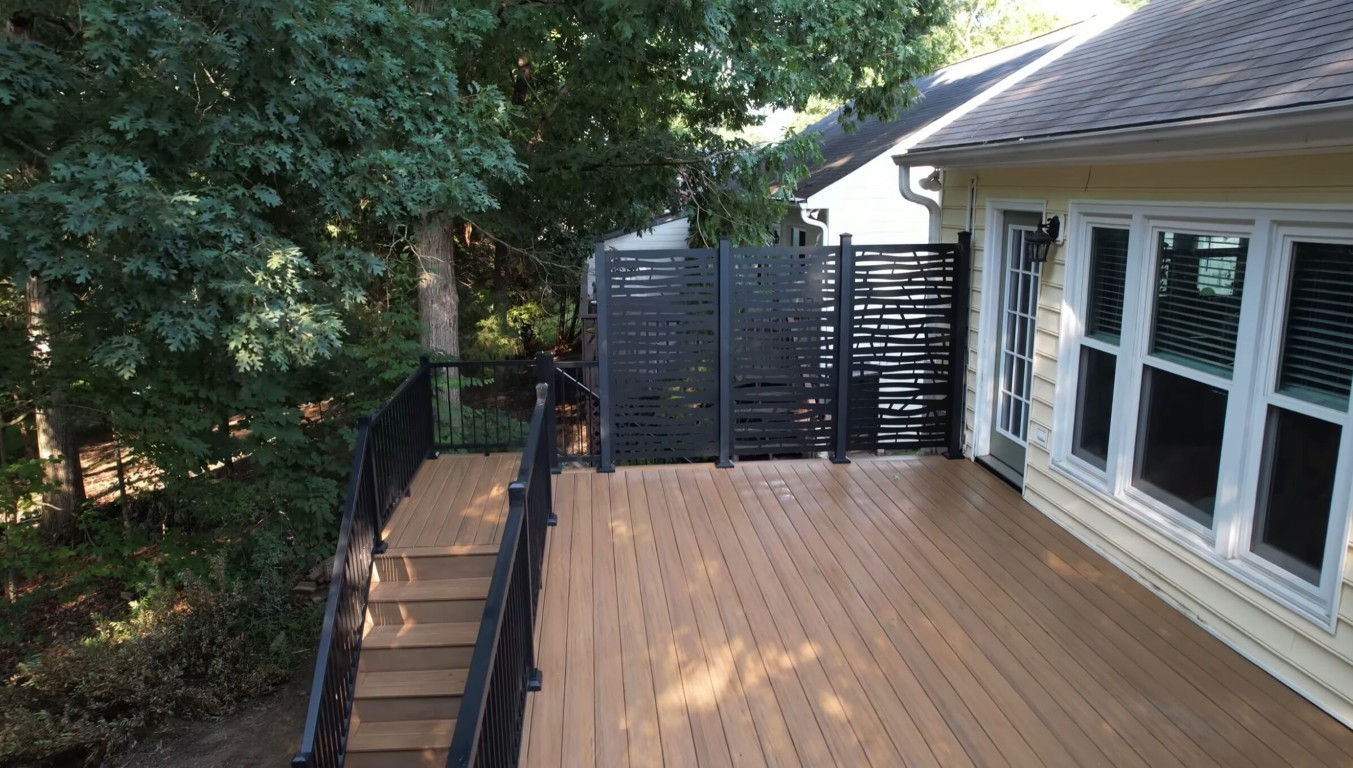 Well-maintained deck with privacy screens after 5-year checkup in Eastvale, CA
